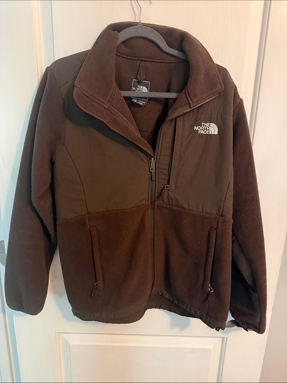 The North Face Men's Dark Brown Fleece Jacket with Chest Panels